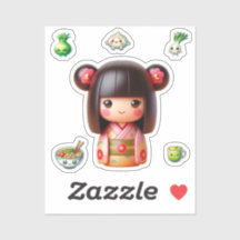Kokeshi Doll Sticker, Schattige Kokeshi