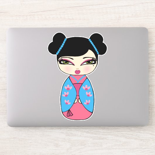 Kokeshi Doll Vinyl Sticker (Computer)
