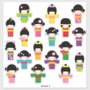 Kokeshi Dolls Sticker