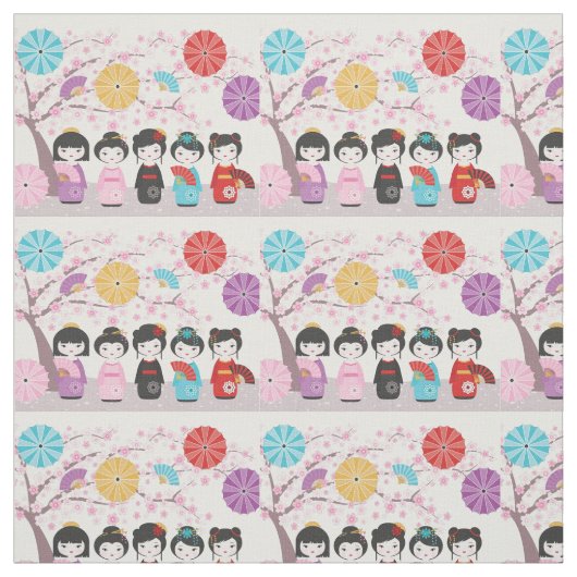 Kokeshi Dolls Stof (Swatch)