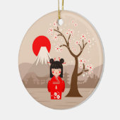 Kokeshi - Japanse dollar Keramisch Ornament (Links)