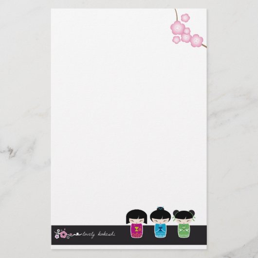 Kokeshi-kantoorbenodigdheden Briefpapier (Voorkant)