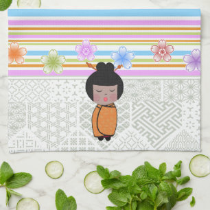 kokeshi libellen theedoek