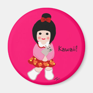 Kokeshi Meisje met haar Puppy Magneet