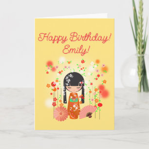 Kokeshi-pop Happy Birthday Kaart