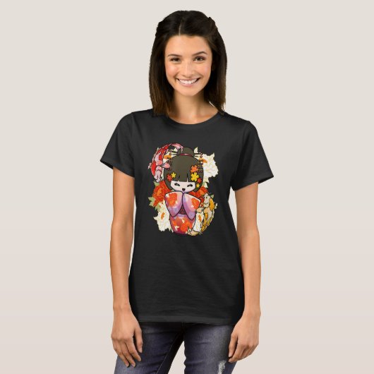 Kokeshi pop koi vis japans esthetisch t-shirt (Voorkant volledig)