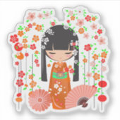 Kokeshi-poppen tuin sticker (Voorkant)