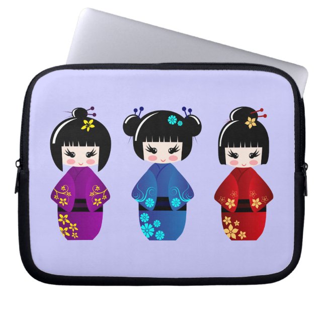Kokeshi-poppenhoezen Laptop Sleeve (Voorkant)