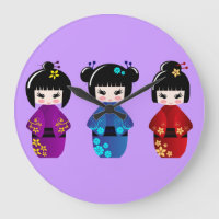 Kokeshi poppenwandklok