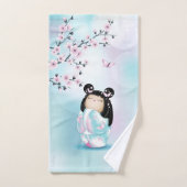 Kokeshi Poupée Cerisier Fleur Turquoise Filles Mai (Serviette à main)