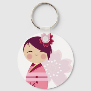 Kokeshi Sakura Sluiten Sleutelhanger