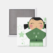 Kokeshi Star Magnet Carré (Recto/Verso)