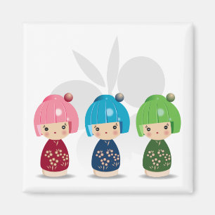 Kokeshi Triplets Magnet Magneet