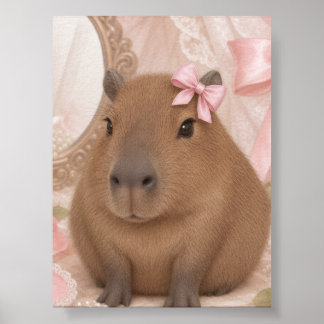 kokette capybara roze strik poster