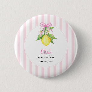Kokette citroensroze babyshower ronde button 5,7 cm