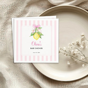 Kokette citroensroze babyshower servet