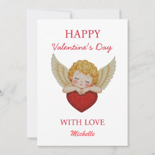 Kokette engel cherubijn hart Gelukkige Valentijnsd Feestdagenkaart