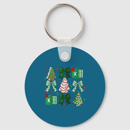 Kokette Kerst Cake Spreadsheets Accountant Sleutelhanger (Voorkant)