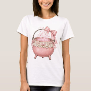 Kokette Ketel met Roze Strik T-shirt