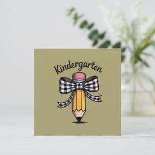 Kokette potlood boog kleuterleidster school bedankkaart