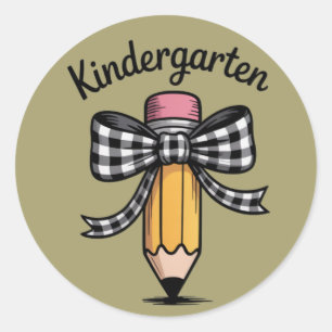 Kokette potloodboog kleuterleidster school ronde sticker