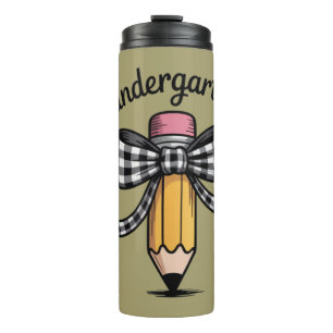 Kokette potloodboog kleuterleidster school thermosbeker