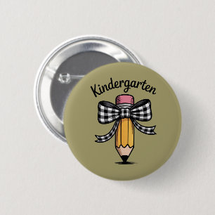 Kokette potloodboog kleuterleraar school ronde button 5,7 cm