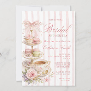 Kokette Rosa Vintage Theepartij Bruidsborrel Kaart