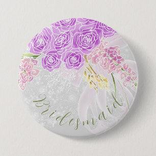 Kokette roze doorzichtige strik en bloem Bruidsmei Ronde Button 7,6 Cm