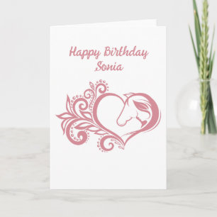 Kokette Roze Hart Paard Meisje Vrouwelijk Elegant Feestdagen Kaart