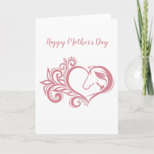 Kokette Roze Hart Paard Meisje Vrouwelijk Elegant Feestdagen Kaart