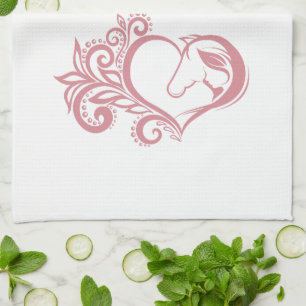 Kokette Roze Hart Paard Meisje Vrouwelijk Elegant Theedoek