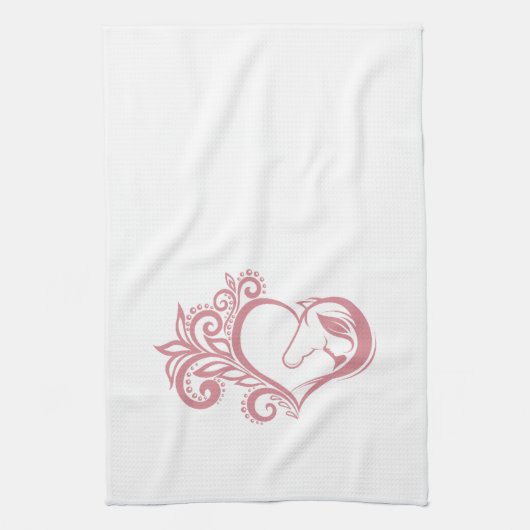 Kokette Roze Hart Paard Meisje Vrouwelijk Elegant Theedoek (Verticaal)