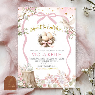 kokette roze lente vogel babyshower kaart