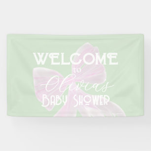 Kokette Roze strik en meisje baby shower Spandoek