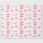 Kokette Roze Strik Kers Meisjesachtig Schattig Cadeaupapier (Vlak)