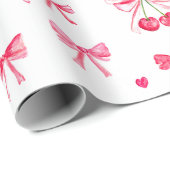 Kokette Roze Strik Kers Meisjesachtig Schattig Cadeaupapier (Rol Hoek)