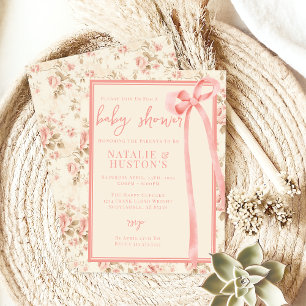Kokette Roze Strik Whimsisch Cute Baby Shower Kaart