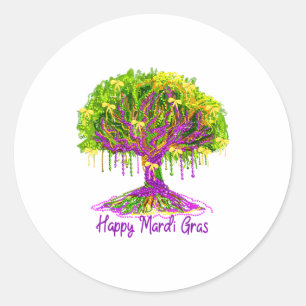 Kokette strik gelukkige Mardi Gras boom kralen Car Ronde Sticker