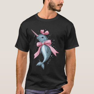 Kokette strik narwal schattige walvis roze lint me t-shirt