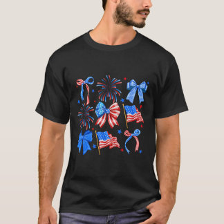 Kokette strikken Rood Wit Blauw Usa Vlag 4 juli  T-shirt