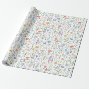 Kokette vrouwelijke wilde bloemenweide cadeaupapier