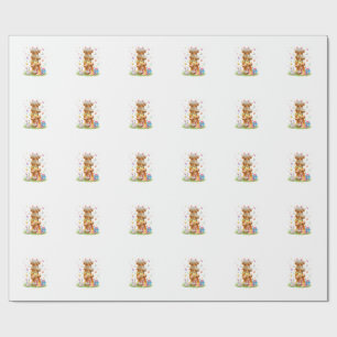 Kokette West Highland Koe Pasen Eieren Cute Konijn Cadeaupapier
