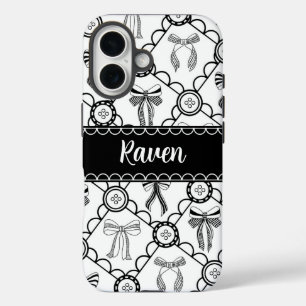 Kokette Zwarte Strik iPhone 16 Hoesje