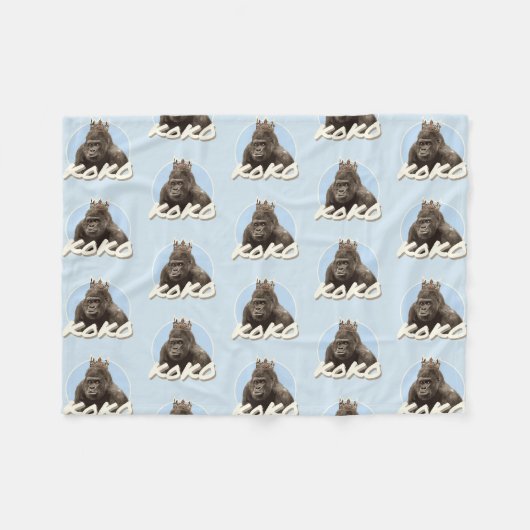 Koko The Gorilla Wearing Crown Fleece Deken (Voorkant (Horizontaal))