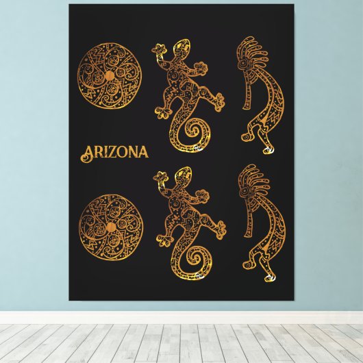 Kokopelli Art Canvas Afdruk (Insitu (Houten vloer))