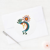 Kokopelli avec Sticker rond classique Sun 3" (Enveloppe)