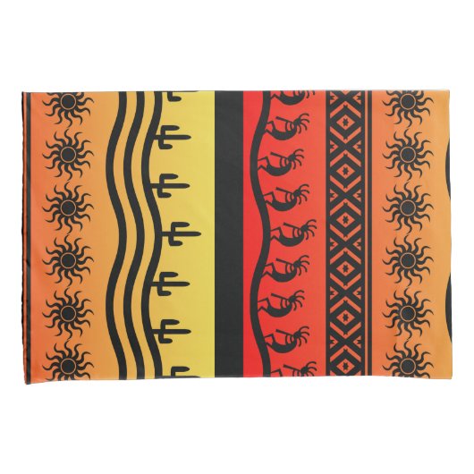 Kokopelli Aztec Tribal Desert Zuidwest Design Kussensloop (Voorkant-Rechts)