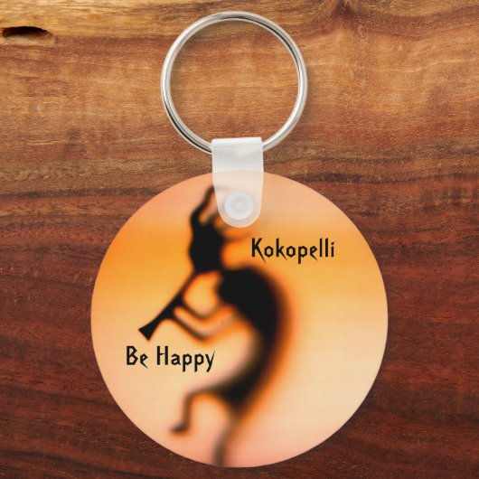 Kokopelli be Happy Inspirerend Sleutelhanger (Voorkant)