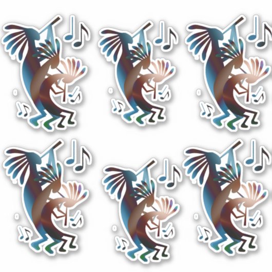 Kokopelli Blues Music Group of 6 Vinyl Sticker (Devant)